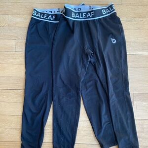 Baleaf Black Elastic Waistband Fleece lined Leggings, 2 pair